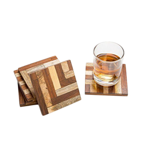 Ensemble de sous-verres en bois de manguier élégants, entrelacés, à motif géométrique naturel, pour la décoration de table à la maison, à l'hôtel ou au restaurant - Product Image 2