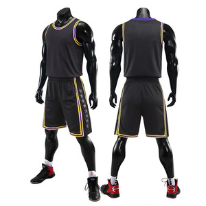 Ensemble short et maillot de basket jaune et violet pour homme, sans manches, séchage rapide, polyester, vêtements de sport, coupe classique, toutes saisons - Product Image 4