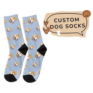 2024 personnalisé OEM haute qualité Polyester chien visage chaussettes de sport noël Performance extérieure tissé Sublimation Technique 10 paires - Product Image 1