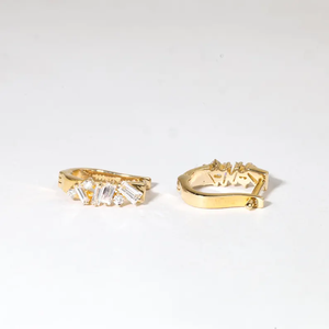 Pendientes de Aro Abierto de Oro Macizo con Diamantes, Joyería Fina de Lujo para Mujer, Elegante Regalo de Aniversario para Ella - Product Image 1