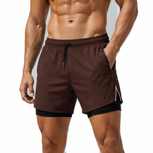 Men's Running <b>Shorts</b> 2 in 1 <b>Compression</b> Inner Tight Reflective Detail Zip Pocket Lightweight OEM Wholesale Supplier - Product Image 1