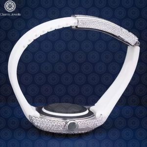 Reloj de Lujo para Mujer Charm_Jewells, Caja Tonneau de Acero Inoxidable de 38 mm, Cuarzo Analógico, Correa de Silicona con Incrustaciones de Diamantes - Product Image 3