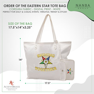 กระเป๋าใส่เครื่องประดับพิธีกรรมเมสัน OES สีขาว ลาย Shining Together Order of the Eastern Star Journal - Product Image 6