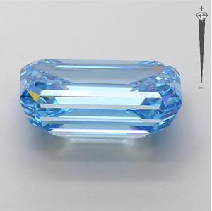 Diamant de laboratoire CVD 3,42 CT, taille émeraude, couleur bleu vif fantaisie, clarté VVS2, certifié IGI, référence 722540383 ROYAL GEMS pour la joaillerie - Product Image 3