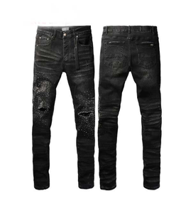 Jeans en denim pour hommes, coupe slim, droite, bleu vintage, respirant, style streetwear, vente en gros, logo personnalisé, collection hiver - Product Image 6
