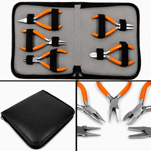 Jewelry <b>Pliers</b> <b>Set</b> 5pcs Stainless Steel Orange Handle For DIY Jewelry Making Tools Equipment - Product Image 4