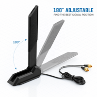 Antenne externe WiFi 7 tri-bande 2,4 GHz 5 GHz 6 GHz, double connecteur, base magnétique, pliable à 180 degrés pour routeur, carte PCIe