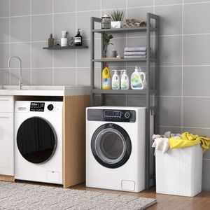 Ripiano in metallo per risparmiare spazio Over-The-wc con organizzatore bagno ganci mensole bagno - Product Image 6