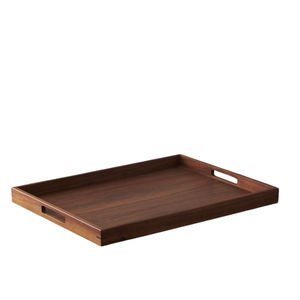 Plateau de service en bois de qualité supérieure avec poignées, rectangulaire, marron, pour cuisine et table basse, idéal pour hôtel et usage domestique, au meilleur prix - Product Image 4