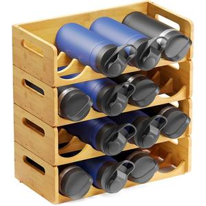 Étagère de rangement horizontale à 4 niveaux en métal pour bouteilles de vin et d'eau, autoportante, sur roulettes, organisateur de comptoir moderne - Product Image 1