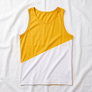<b>Men</b>’s Color Block Tank Top Red <b>White</b> Sleeveless Cotton Gym <b>Vest</b> Round Neck Summer Casual Workout Sports Singlet Custom Wholesale - Product Image 3