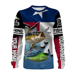 เสื้อยืดตกปลาแขนยาวดีไซน์ล่าสุด ผลิตตามสั่ง แบรนด์ส่วนตัว พิมพ์ลายแบบซับลิเมชั่น ผ้าโพลีเอสเตอร์กันรังสียูวี ระบายอากาศได้ดี แห้งเร็ว สำหรับการใช้งานที่มีประสิทธิภาพ - Product Image 5