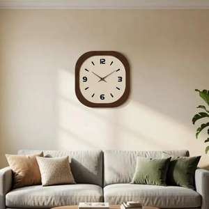 French Retro Wooden Wall <b>Clock</b>, <b>Silent</b> Quartz Square Japandi Home Decor - Product Image 1