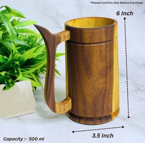 Mug en bois naturel fait à la main, rustique, écologique, pour la maison, la cuisine, la salle à manger - Product Image 4