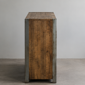 Armario Rústico de Madera y Hierro de Cuatro Puertas, Estilo Industrial, Mueble Vintage Hecho a Mano, Organizador para Sala de Estar - Product Image 3