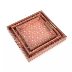 Ensemble de 3 plateaux de rangement rectangulaires en MDF, design moderne laqué empilable, lavable au lave-vaisselle, pour une utilisation multi-espaces - Product Image 3