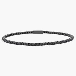 Women's Luxury Black Diamond Tennis <b>Bracelet</b> with Round Brilliant Cut and Filled Diamonds in Black Rhodium-Plated White Gold - Product Image 1