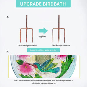 Bain d'oiseaux élégant avec motif floral, bain d'oiseaux pour colibris, décoration de jardin, bain d'oiseaux artisanal, bol décoratif d'extérieur autoportant - Product Image 3