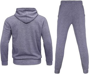 Ensemble de survêtement sportif deux pièces pour homme, grande taille, hiver, décontracté, uni, pour l'extérieur, entraînement, jogging, sweat à capuche et pantalon - Product Image 2
