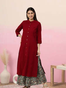 Ensemble Anarkali Kurta Palazzo en coton imprimé Kalamkari Ajrakh, chemisier, vêtements ethniques pour femmes, été, multi-styles - Product Image 6