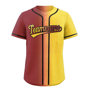 Maillot de baseball personnalisé à col en V pour homme, broderie japonaise, sublimation, uni, vente en gros, dégradé, manches courtes, boutonné - Product Image 6