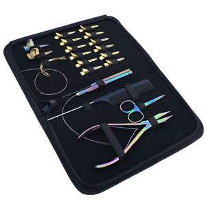 Juego de Herramientas Profesionales para Extensiones de Cabello con Pinza para Anillos Micro Planos, Gancho de Extracción, Peine de Cola y Agujas Curvas para Uso en Salón - Product Image 1