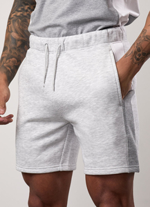 Shorts sportifs pour hommes, respirants, à séchage rapide, écologiques, en polyester/coton, taille mi-haute, avec cordon de serrage, logo avant et poches - Product Image 2