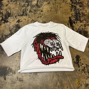 เสื้อยืดทรงบ็อกซี่คุณภาพสูงสำหรับผู้ชาย สไตล์สตรีทแวร์ ทรงหลวม พิมพ์ลายสกรีน - Product Image 3