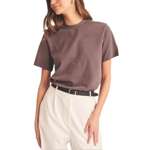 Camiseta Casual de Algodón para Mujer, Cuello Redondo, Manga Corta, Talla Grande, Transpirable, Color Liso Teñido, para Verano - Product Image 6