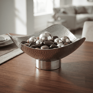 Bol en métal argenté martelé sur mesure, bol à fruits secs, centre de table décoratif, vaisselle, décoration intérieure, fabricant de bols en gros - Product Image 6