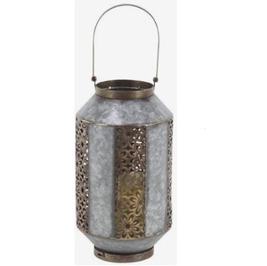 Lanterne en fer galvanisé à motif flocon de neige avec poignée pour la décoration de la maison, de la ferme et de Noël, lanternes à bougies faites à la main - Product Image 4