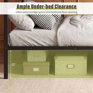 Letto Singolo in Metallo Nero, Facile Montaggio, Altezza da Terra 12 Pollici, Peso Netto 79,5 Libbre, con Ringhiera di Sicurezza - Product Image 3