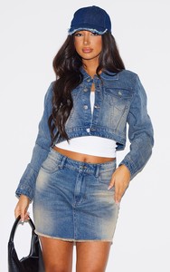 Women's Solid Lightweight Casual Knitted Denim <b>Jacket</b> <b>Short</b> Cropped Winter Autumn Wholesale - Product Image 2