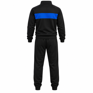 Conjunto Deportivo Personalizado en Bloques de Color Negro y Azul para Hombre, Sudadera de Poliéster y Algodón, Pantalones Deportivos, Ropa Deportiva, Traje de Entrenamiento - Product Image 2