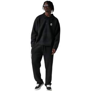 Men Knit <b>Long</b> Sleeve Polo Sweater <b>Black</b> Soft Textured Button Collar Pullover Casual Winter Top Cotton Blend OEM - Product Image 6