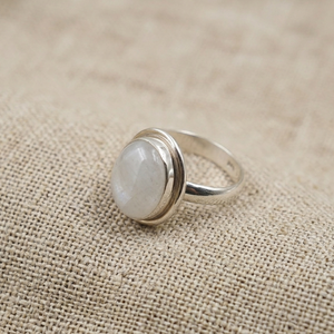 Natural Rainbow Moonstone Oval <b>Ring</b> 925 Sterling Silver Rose Gold & Yellow Gold Plated Handmade <b>Statement</b> Jewelry for Unisex Men - Product Image 4