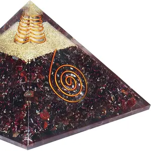 Maroon Quartz Crystal Orgonite Pyramid for EMF Protection & Decoration Healing Crystal E Energy & Meditation