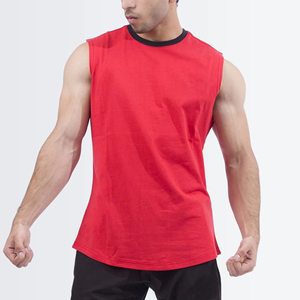 Custom Made Design Men's <b>Red</b> Sleeveless Tank Top O-Neck Solid Color Casual Knitted Cotton Eco-Friendly 180g <b>Fabric</b> Wholesale - Product Image 5