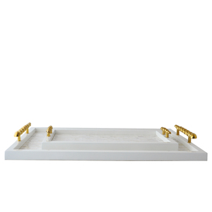 Plateau de service de luxe fait main en nacre rose, incrustation MOP, design géométrique, plat décoratif pour aliments, accent décoratif en bois pour la maison, cadeau - Product Image 2