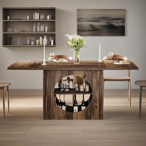 63 Inch Farmhouse Large Rectangular Dining <b>Table</b> for 4-6 Kitchen <b>Table</b> with Storage - Product Image 3