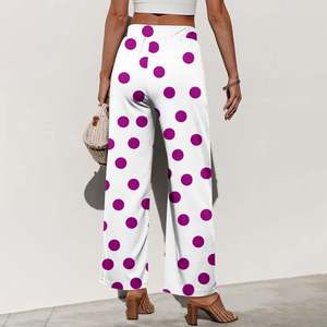 Wholesale OEM Custom Logo Loose Wide Leg Pants for Women Summer Palazzo Lounge Pants High Waist Summer Beach Vacation <b>Trousers</b> - Product Image 2