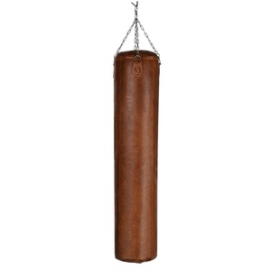 Nuevo en Stock - Saco de Boxeo de Cuero Sintético Marrón, Saco de Boxeo Pesado Suspendido para Entrenamiento en Gimnasio, Logotipo y Tamaño Personalizables - Product Image 1