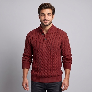 Suéter de Punto Acrílico para Hombre, Cuello Medio, Corte Ajustado, Manga Larga, Anti-Pilling, Otoño-Invierno - Product Image 5
