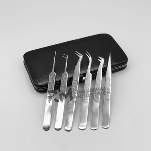 Pince à épiler RMI Silver Shin avec pointe en fibre, poignée diamantée, acier inoxydable, longueur 10 mm, pointe lisse, lot de 6 pointes différentes - Product Image 3