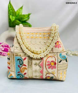 Beaded Saddle <b>Handbag</b> with Fruit Patchwork Design Handmade Casual Shoulder Bag Embroidered <b>Pearl</b> Linen Magnetic Closure Luxury - Product Image 1