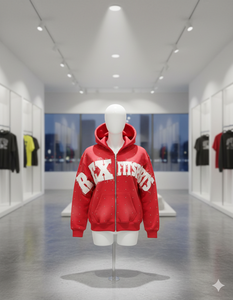 เสื้อฮู้ดดี้ REXFIT SPORTS แฟชั่นสตรีทแวร์สไตล์วินเทจ สีแดงฟอก แต่งลายปักแบบแอพพลิเคชั่น ทรงโอเวอร์ไซส์ สำหรับผู้ชาย ฤดูหนาวและฤดูใบไม้ผลิ - Product Image 1