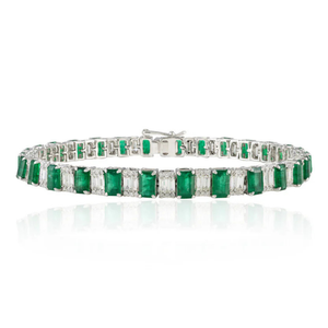 18K Octagon Moissanite & Diamond Religious Statement Bangle Bracelet - Product Image 2