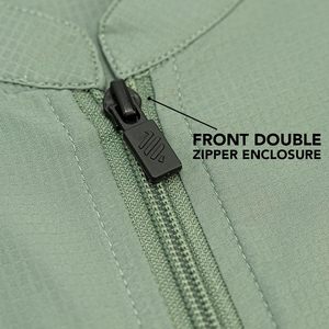 Men's Green Short Sleeve Zipper Vest Casual Breathable Polyester Outerwear Turn-<b>down</b> Collar Pockets Summer Wear - Product Image 6
