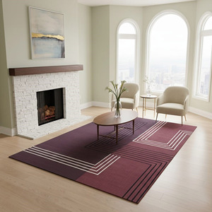 Tapis de sol géométrique écologique haut de gamme - Tapis de grande surface anti-peluchage pour salle à manger, tapis de décoration moderne pour la maison - Product Image 2