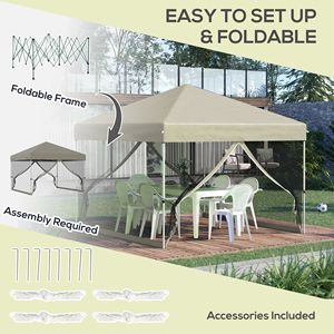 Gazebo Pieghevole 3x3 Metri con Zanzariera e Borsa con Ruote, Pareti Laterali Regolabili in Altezza per Feste - Product Image 4